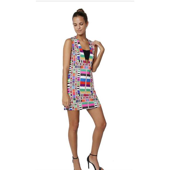Mara Hoffman Mini Tank Dress Size XS Bodycon Cut Out Stretch Geo Print Colorful - Picture 1 of 8